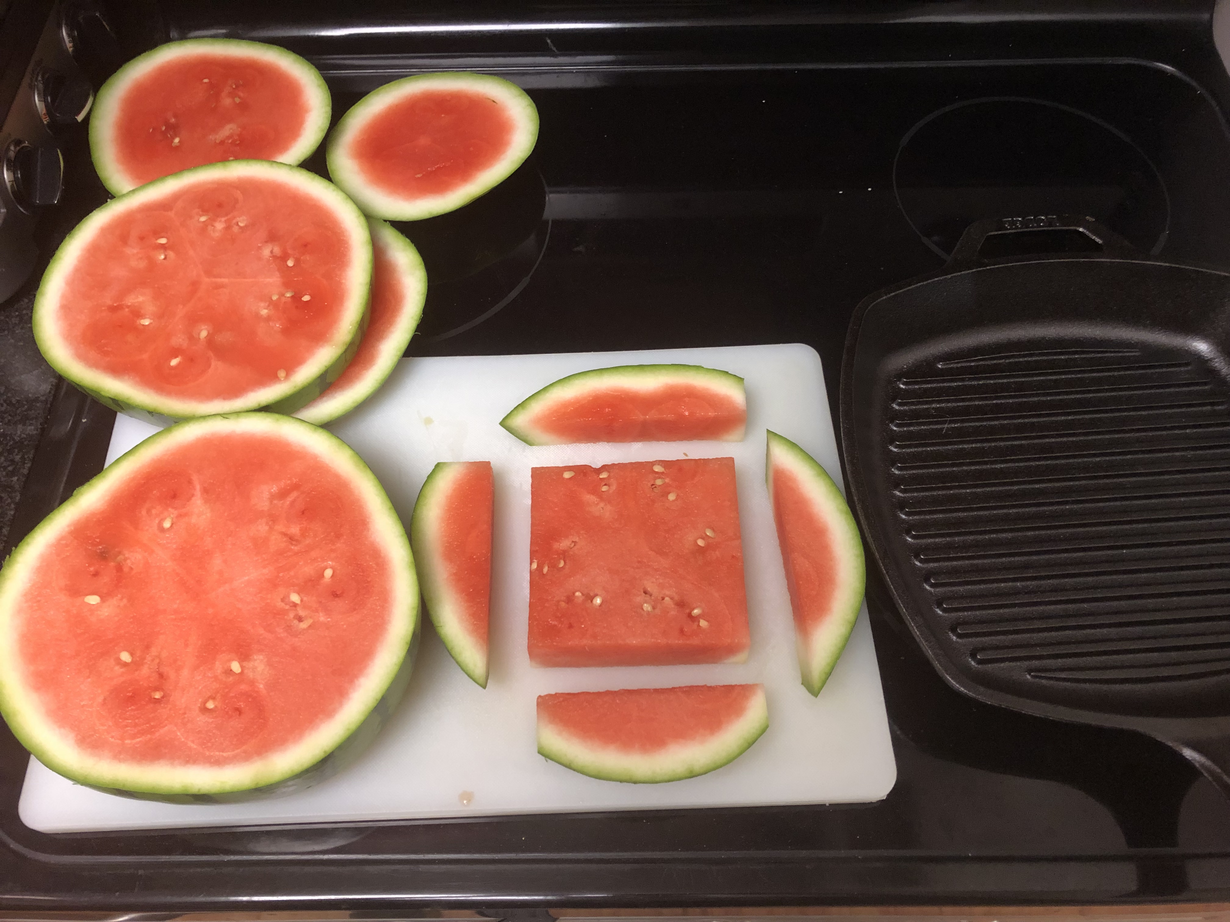 Watermelon trimmed into square shape