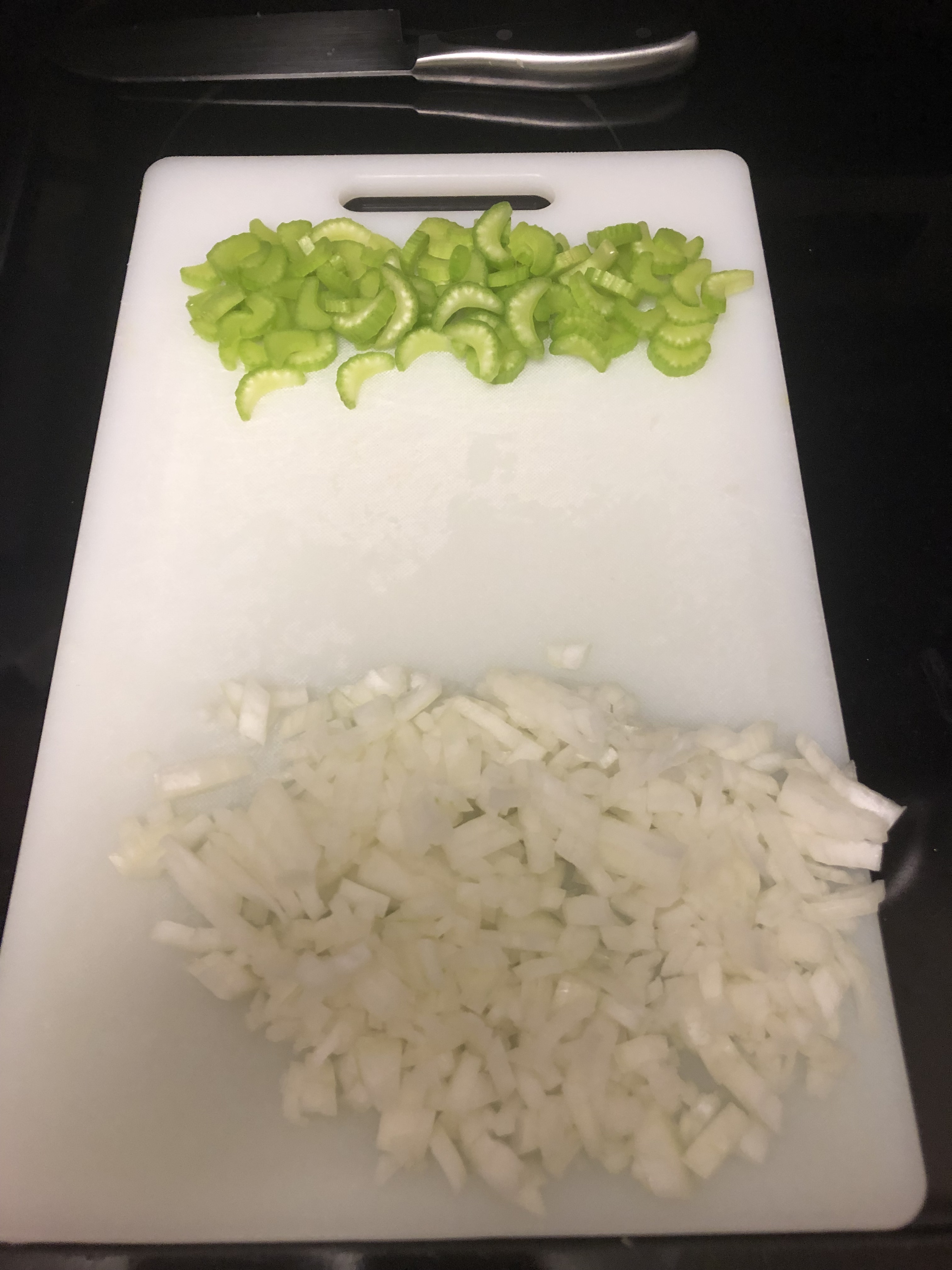 Diced celery and onion