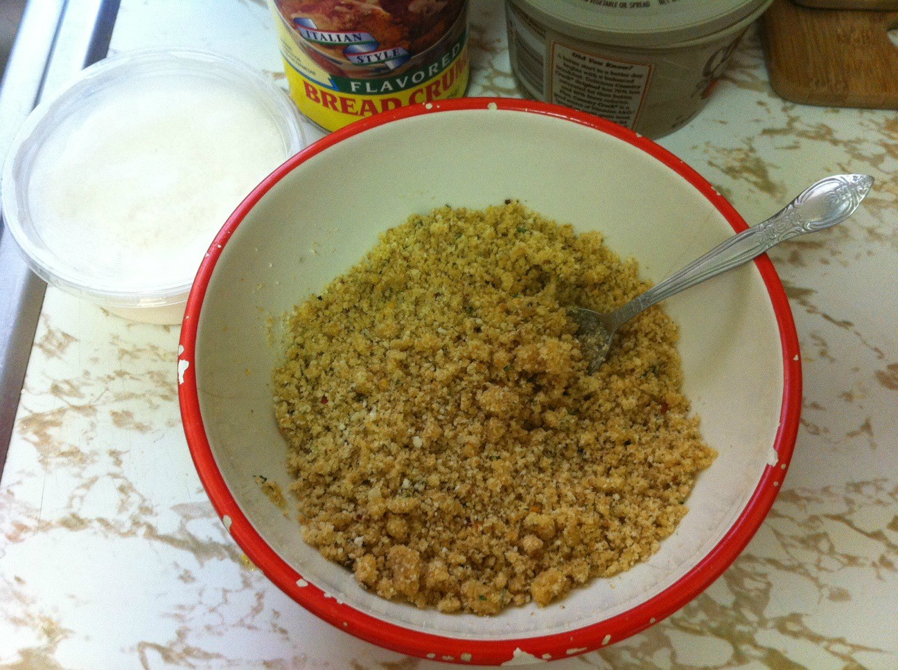 Stuffing mixture in a bowl