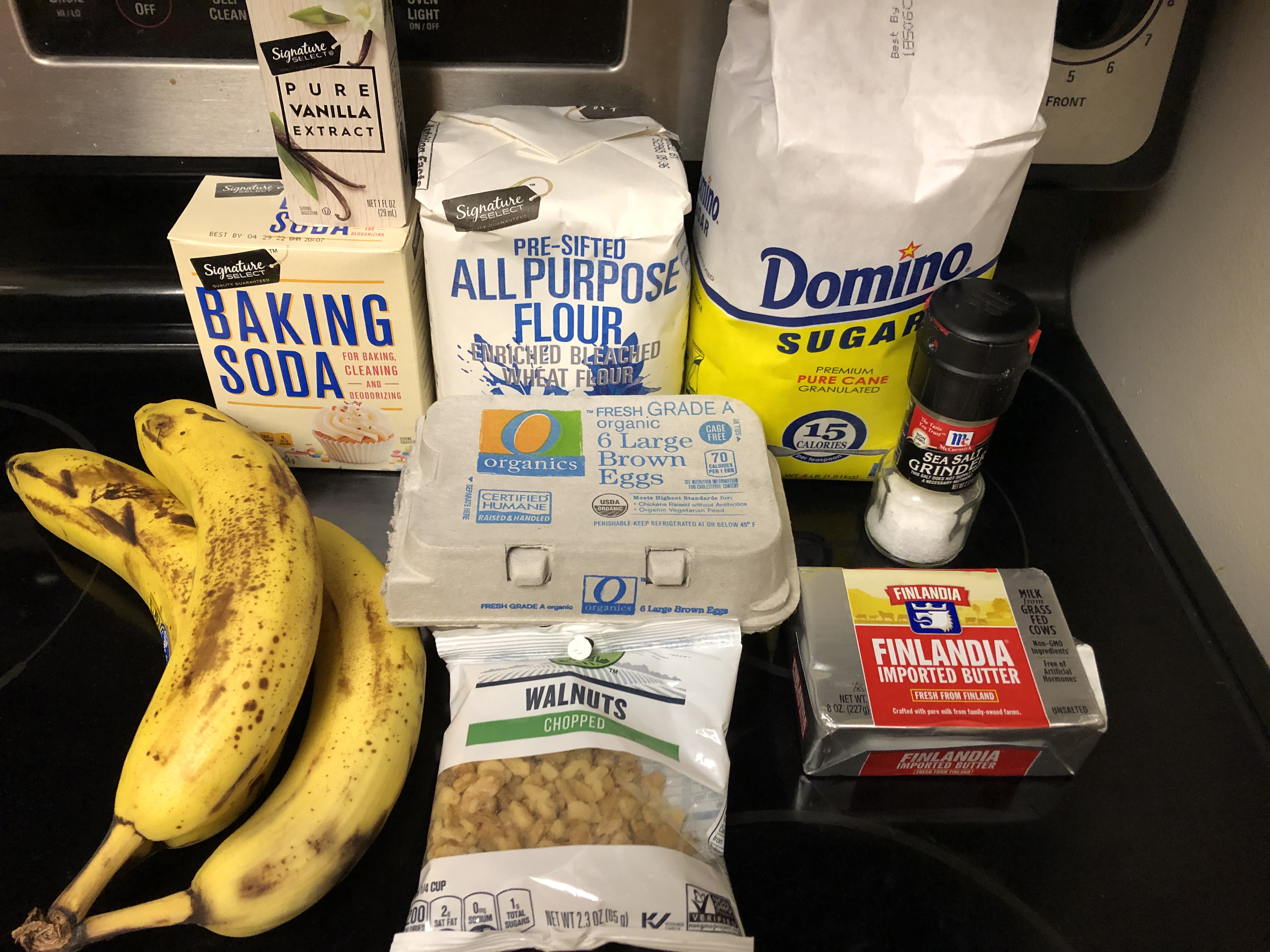 Ingredients organized on stovetop